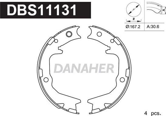 Danaher DBS11131 - Комплект тормозов, ручник, парковка autodnr.net