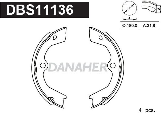 Danaher DBS11136 - Комплект гальм, ручник, парковка autocars.com.ua