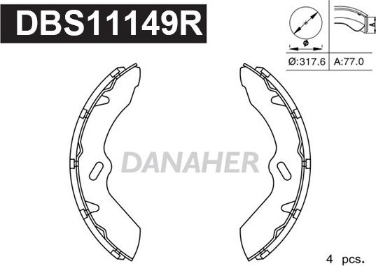 Danaher DBS11149R - Комплект гальм, барабанний механізм autocars.com.ua