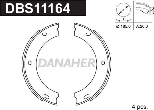 Danaher DBS11164 - Комплект гальм, ручник, парковка autocars.com.ua