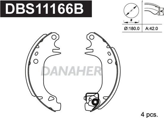 Danaher DBS11166B - Комплект гальм, барабанний механізм autocars.com.ua