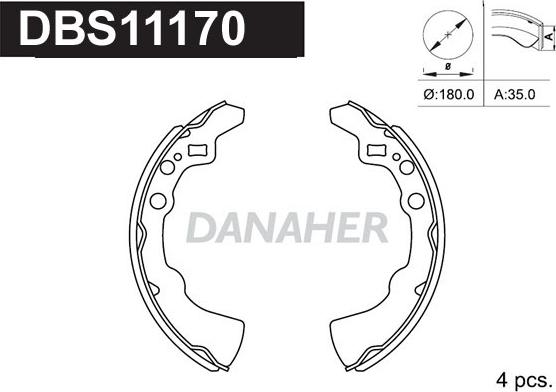 Danaher DBS11170 - Комплект тормозных колодок, барабанные autodnr.net