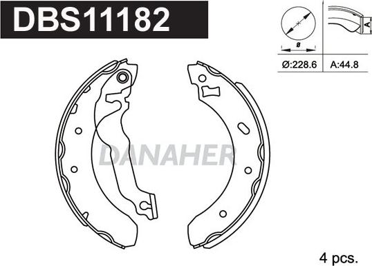 Danaher DBS11182 - Комплект гальм, барабанний механізм autocars.com.ua