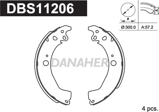 Danaher DBS11206 - Комплект гальм, барабанний механізм autocars.com.ua