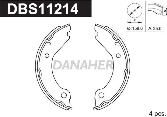 Danaher DBS11214 - Комплект гальм, ручник, парковка autocars.com.ua