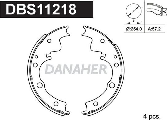 Danaher DBS11218 - Комплект гальм, барабанний механізм autocars.com.ua