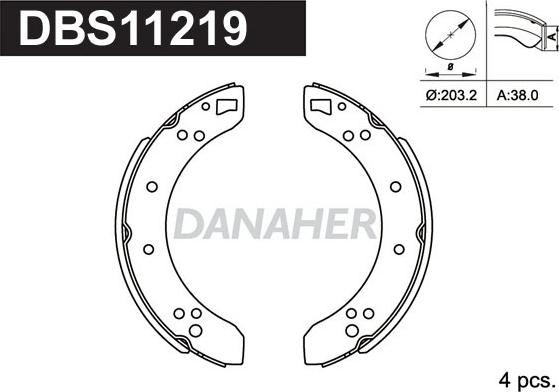 Danaher DBS11219 - Комплект тормозных колодок, барабанные autodnr.net