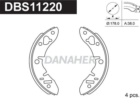 Danaher DBS11220 - Комплект тормозных колодок, барабанные autodnr.net