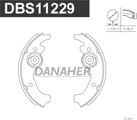 Danaher DBS11229 - Комплект тормозных колодок, барабанные autodnr.net