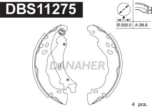 Danaher DBS11275 - Комплект гальм, барабанний механізм autocars.com.ua