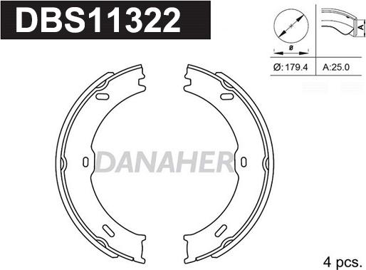 Danaher DBS11322 - Комплект тормозов, ручник, парковка autodnr.net