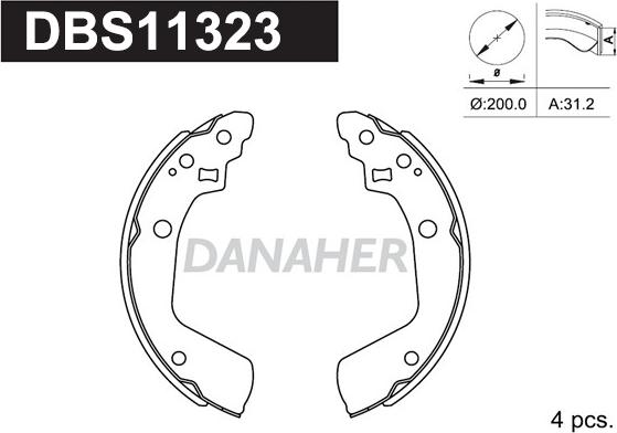 Danaher DBS11323 - Комплект гальм, барабанний механізм autocars.com.ua