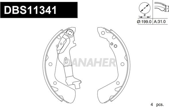 Danaher DBS11341 - Комплект гальм, барабанний механізм autocars.com.ua