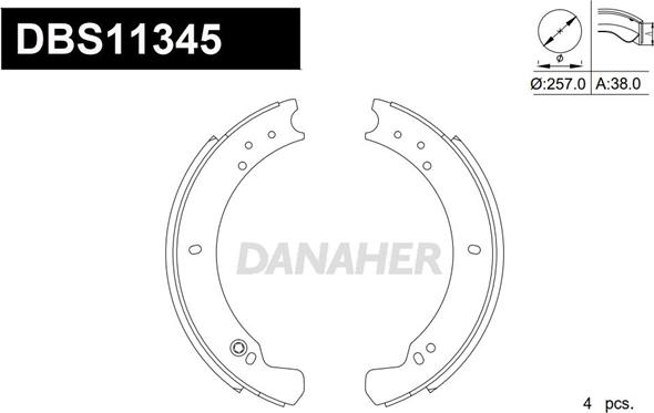 Danaher DBS11345 - Комплект гальм, барабанний механізм autocars.com.ua