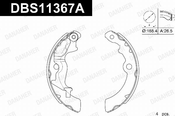 Danaher DBS11367A - Комплект гальм, барабанний механізм autocars.com.ua