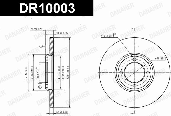 Danaher DR10003 - Гальмівний диск autocars.com.ua