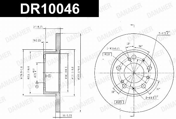 Danaher DR10046 - Гальмівний диск autocars.com.ua