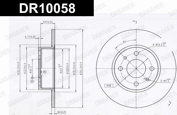 Danaher DR10058 - Гальмівний диск autocars.com.ua