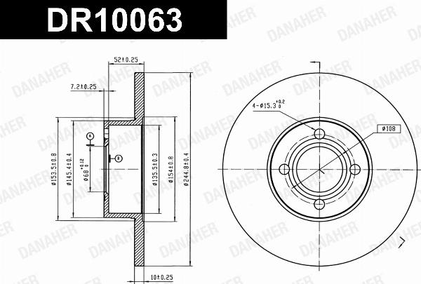 Danaher DR10063 - Гальмівний диск autocars.com.ua