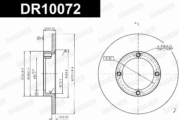 Danaher DR10072 - Гальмівний диск autocars.com.ua