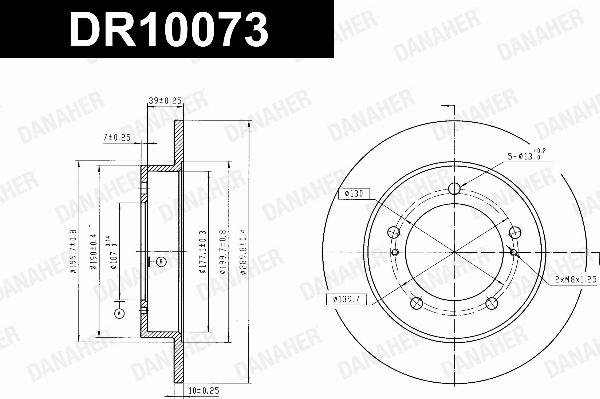 Danaher DR10073 - Гальмівний диск autocars.com.ua