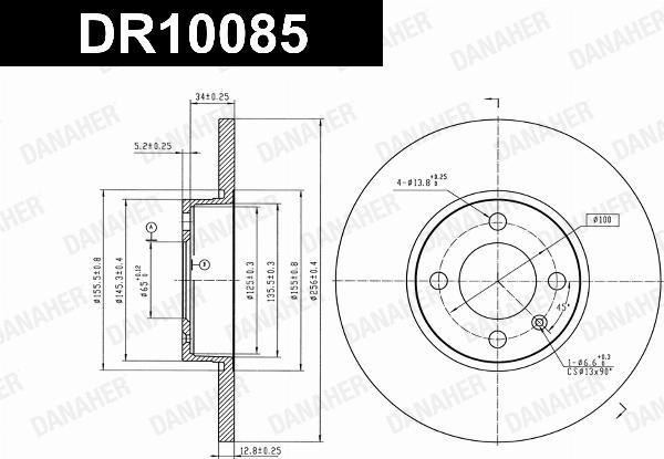 Danaher DR10085 - Гальмівний диск autocars.com.ua