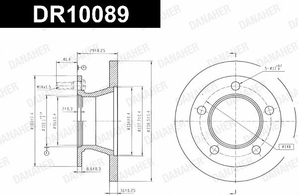 Danaher DR10089 - Гальмівний диск autocars.com.ua