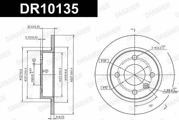 Danaher DR10135 - Гальмівний диск autocars.com.ua