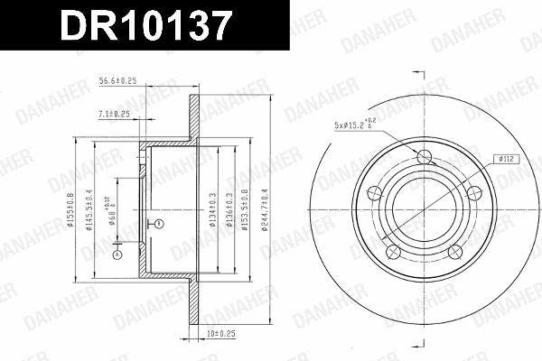 Danaher DR10137 - Гальмівний диск autocars.com.ua
