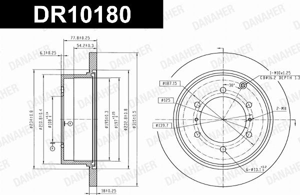 Danaher DR10180 - Гальмівний диск autocars.com.ua