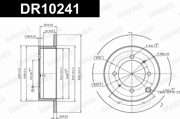 Danaher DR10241 - Гальмівний диск autocars.com.ua