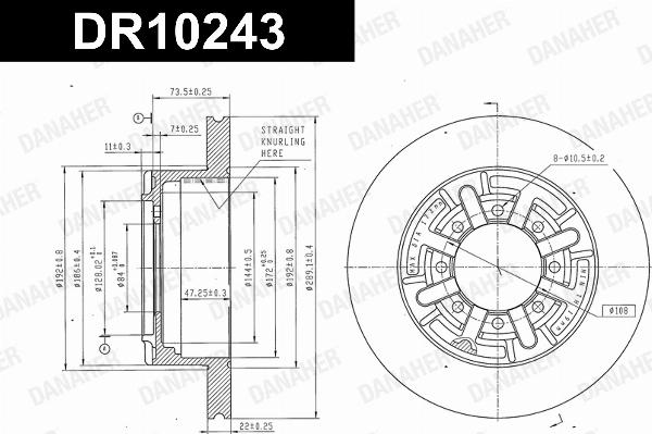 Danaher DR10243 - Гальмівний диск autocars.com.ua