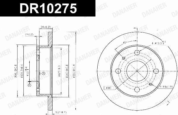 Danaher DR10275 - Гальмівний диск autocars.com.ua