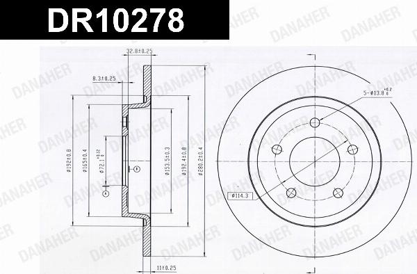 Danaher DR10278 - Гальмівний диск autocars.com.ua