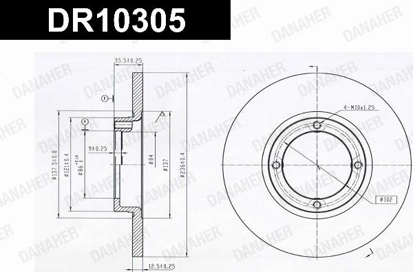 Danaher DR10305 - Гальмівний диск autocars.com.ua