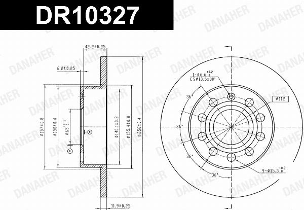Danaher DR10327 - Гальмівний диск autocars.com.ua