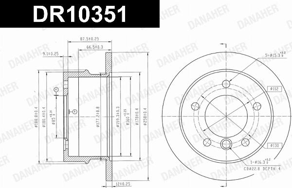 Danaher DR10351 - Гальмівний диск autocars.com.ua