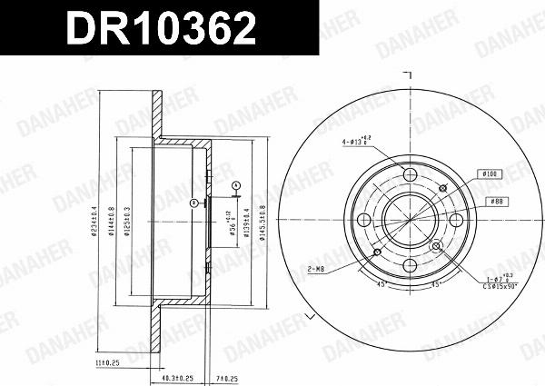 Danaher DR10362 - Гальмівний диск autocars.com.ua
