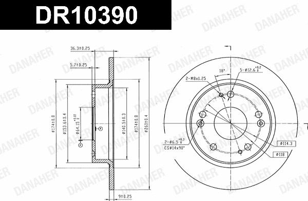 Danaher DR10390 - Гальмівний диск autocars.com.ua