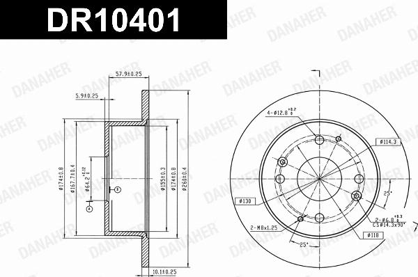 Danaher DR10401 - Гальмівний диск autocars.com.ua