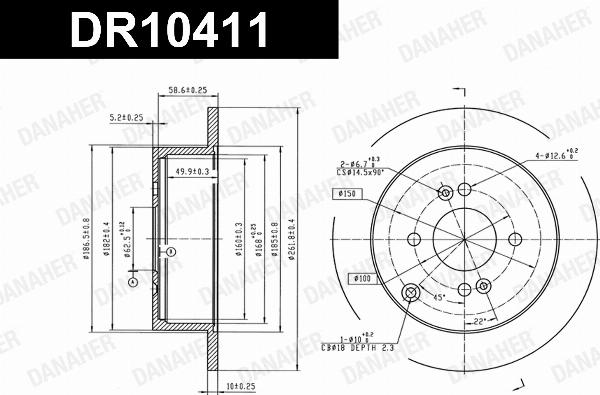 Danaher DR10411 - Гальмівний диск autocars.com.ua