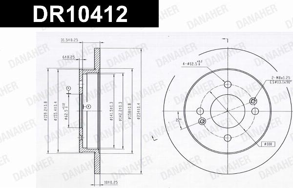 Danaher DR10412 - Гальмівний диск autocars.com.ua