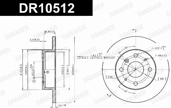Danaher DR10512 - Гальмівний диск autocars.com.ua