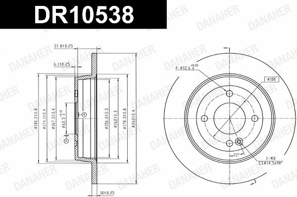 Danaher DR10538 - Гальмівний диск autocars.com.ua