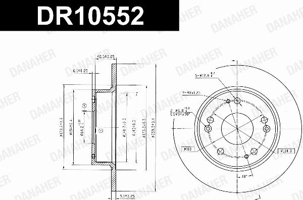 Danaher DR10552 - Гальмівний диск autocars.com.ua