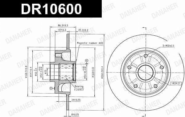 Danaher DR10600 - Гальмівний диск autocars.com.ua