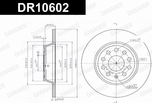 Danaher DR10602 - Гальмівний диск autocars.com.ua