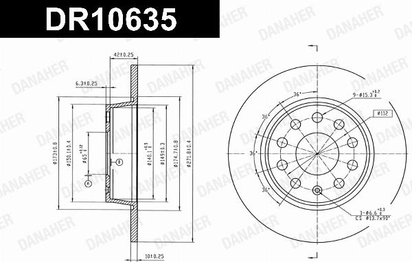 Danaher DR10635 - Гальмівний диск autocars.com.ua