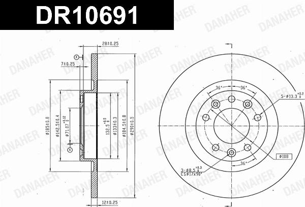 Danaher DR10691 - Гальмівний диск autocars.com.ua