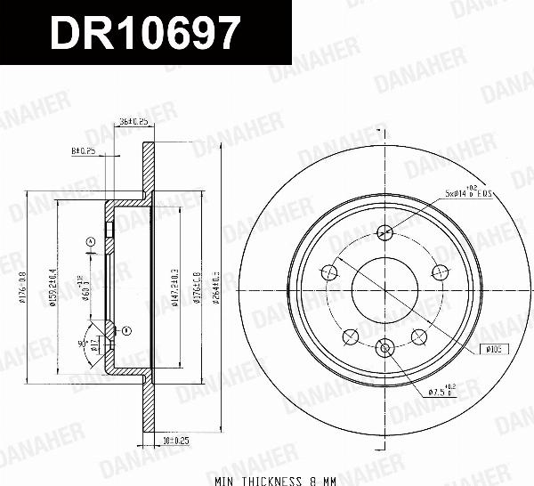 Danaher DR10697 - Гальмівний диск autocars.com.ua